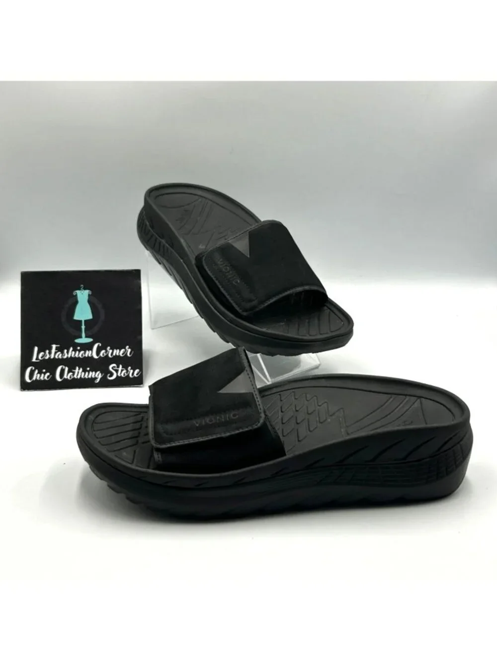 Vionic Men's Black EVA Rejuvenate Adjustable Slide Sandals Size 7.5 Wo's 9 3652